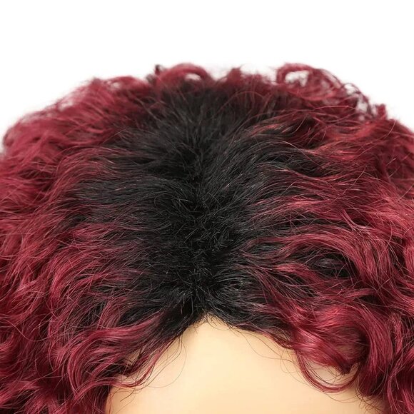 Burgundy Side Part Human Hair Wigs - Picture 3 of 6
